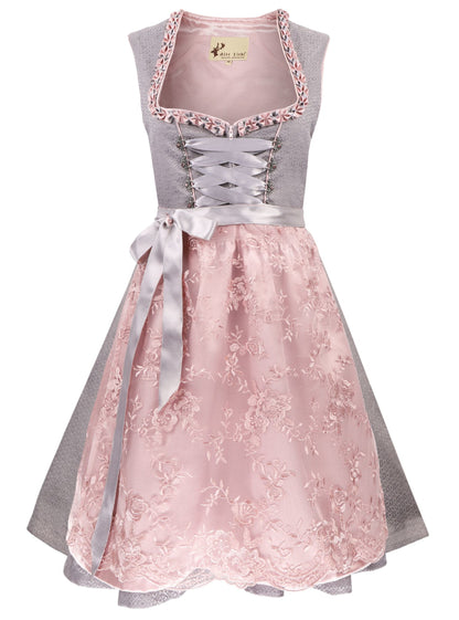 Alte Liebe 2tlg. Damen Dirndl A103, Grau Pink, 34
