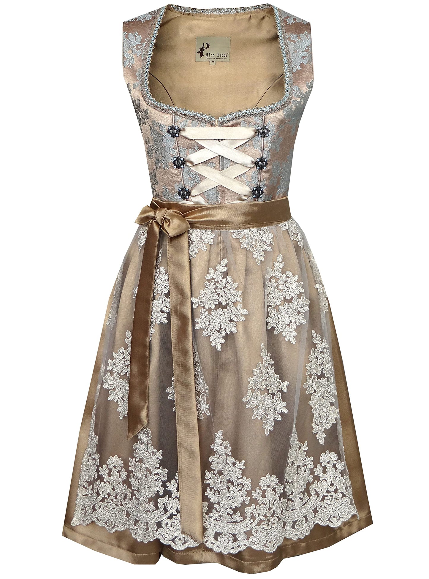 Alte Liebe 2tlg. Damen Dirndl A330, Gold, 34