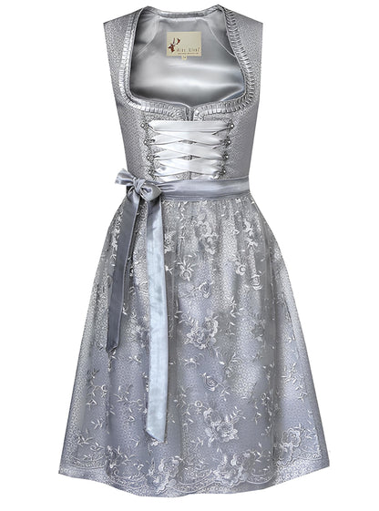 2tlg. Damen Dirndl Kleid A341, Grau, 34