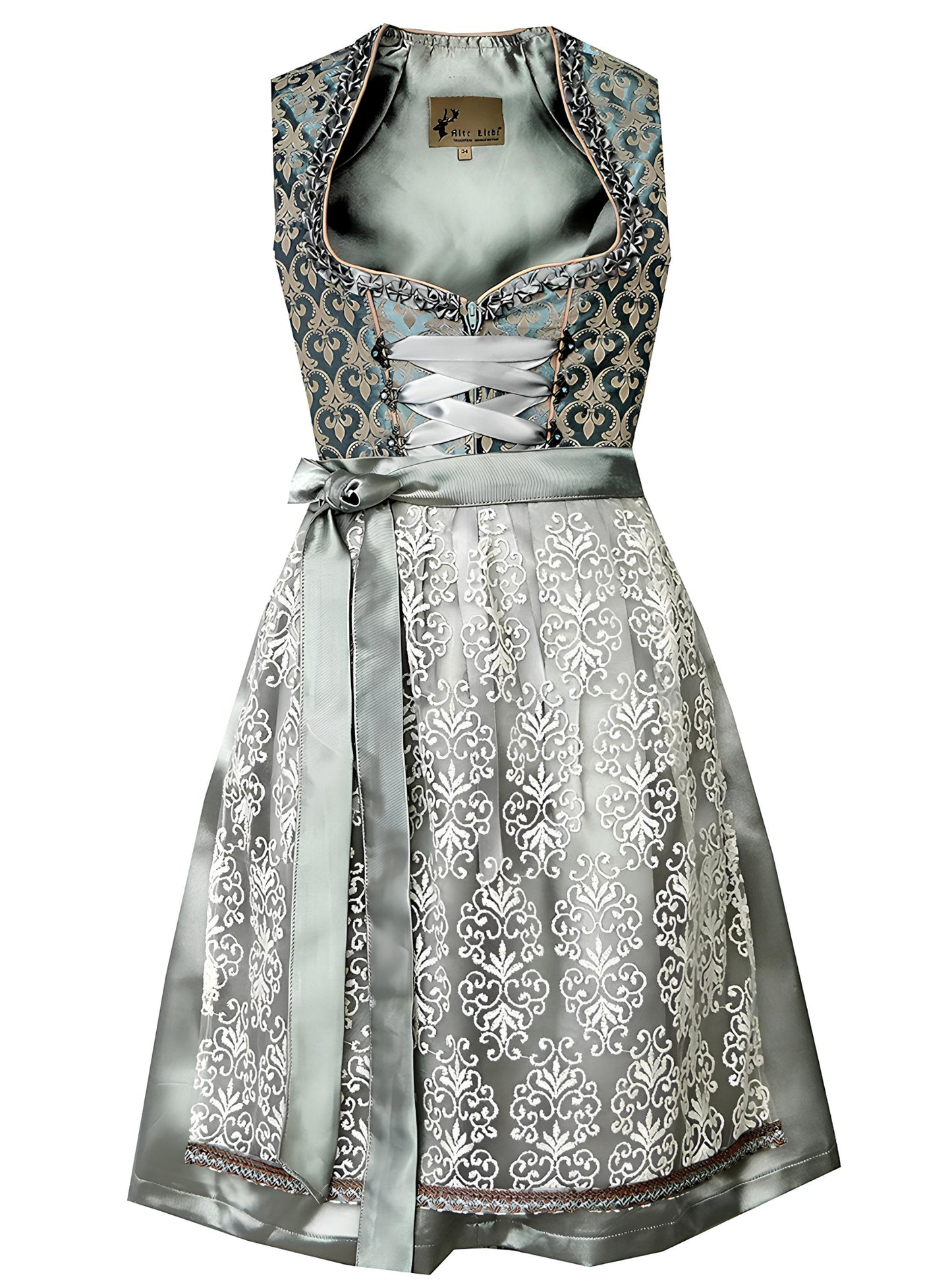 Alte Liebe 2tlg. Damen Dirndl Kleid Petrol Blau Grün A373