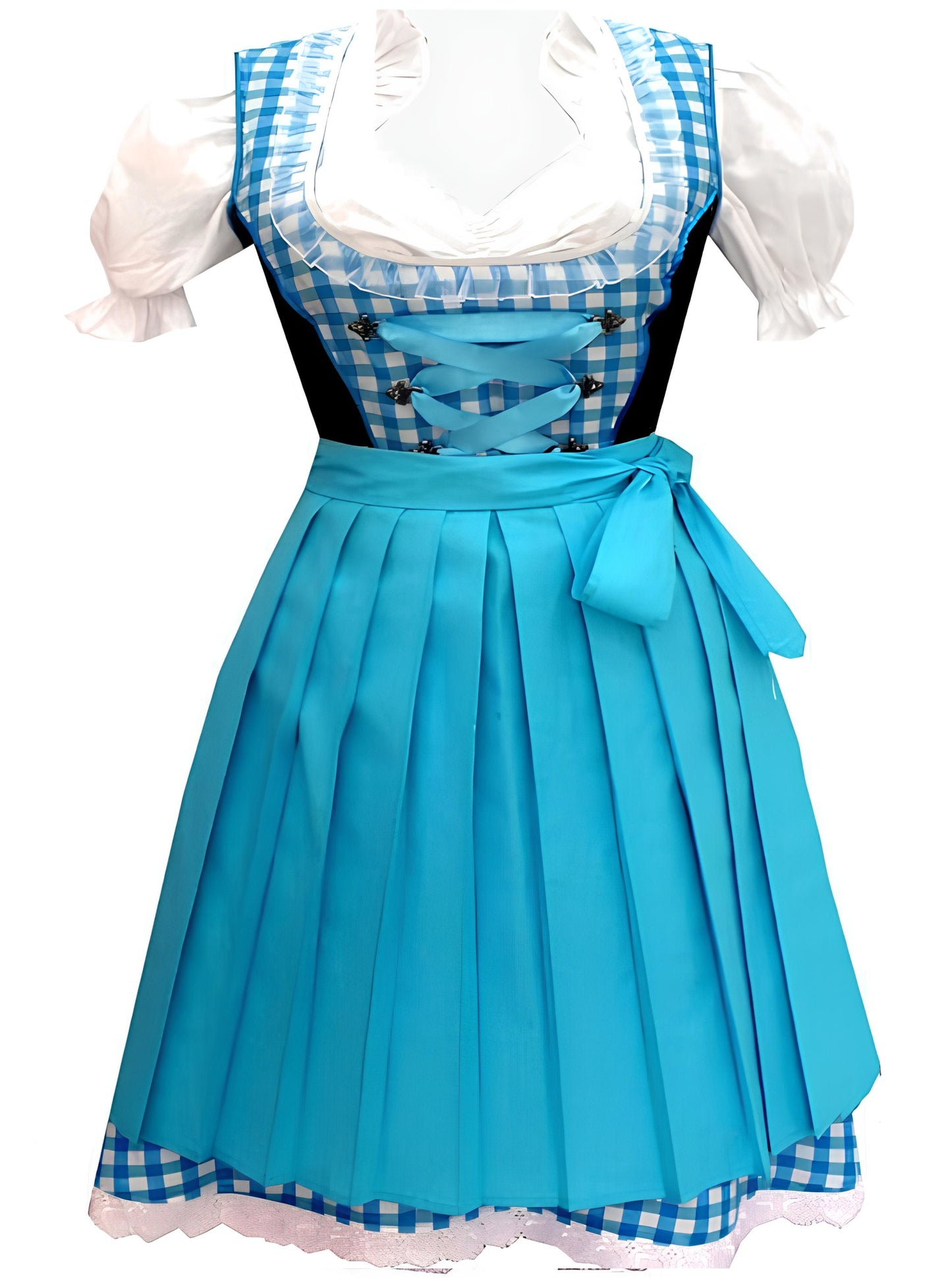 Kiddy Tracht 3tlg. Kinder Dirndl KD, 92, Türkis Weis Kariert