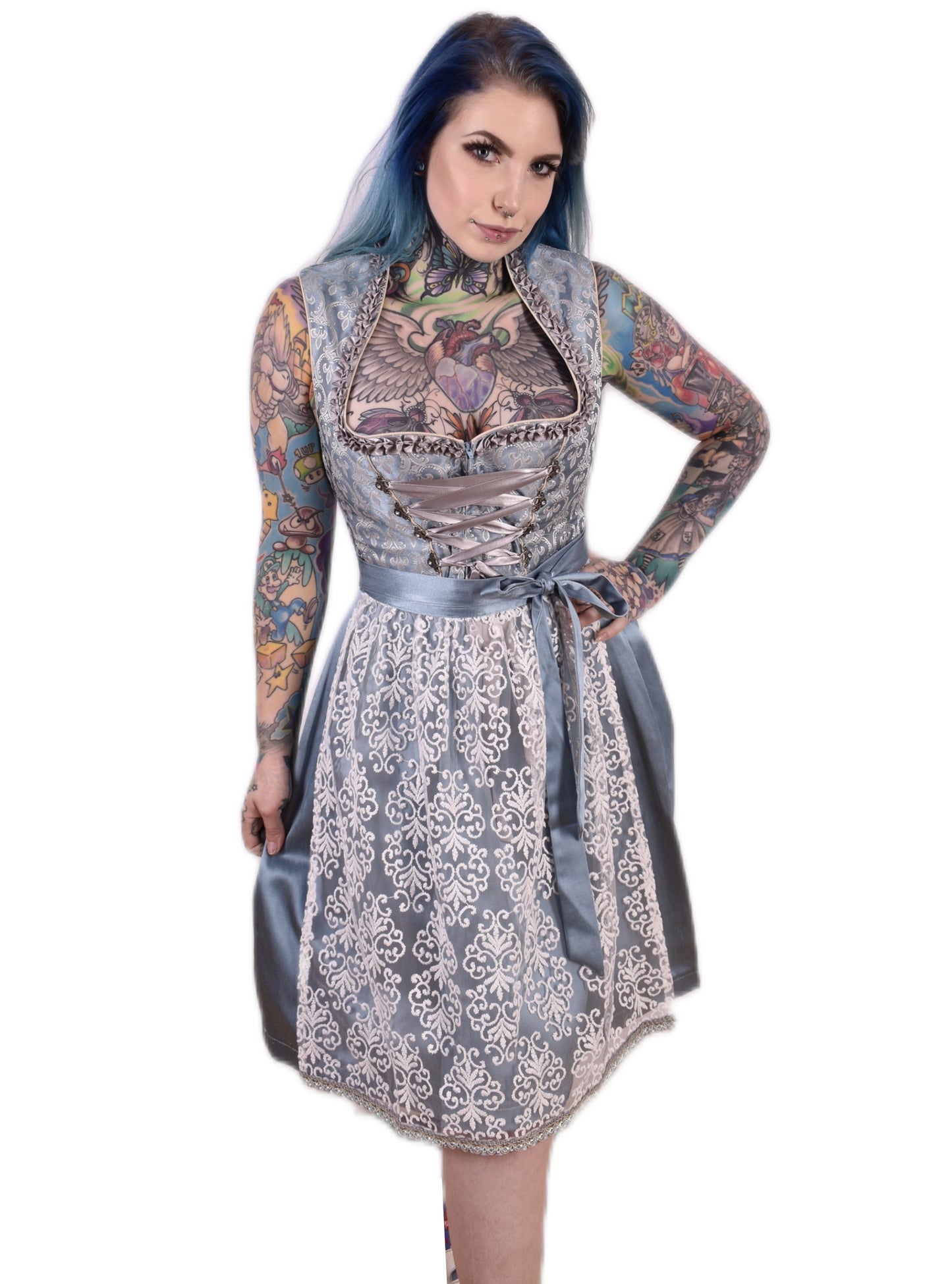 Alte Liebe 2tlg. Damen Dirndl Petrol Blau Grün  A473