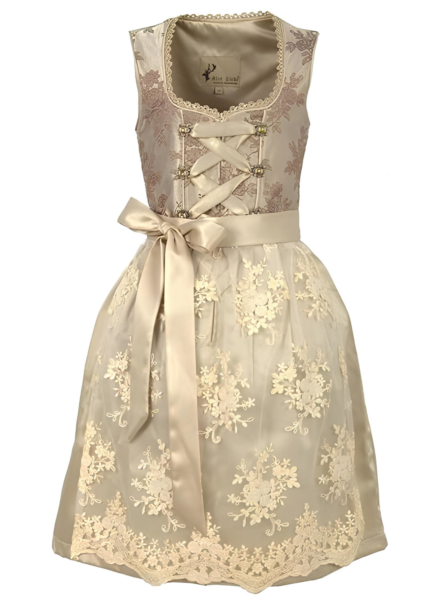 Alte Liebe Trachtenkleid 2tlg. Kinder Dirndl Mädchen Kleid mit Spitzenschürze Gr. 104
