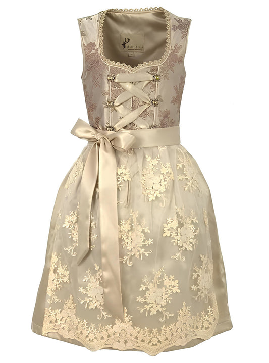 Alte Liebe Trachtenkleid 2tlg. Kinder Dirndl Mädchen Kleid mit Spitzenschürze Gr. 104