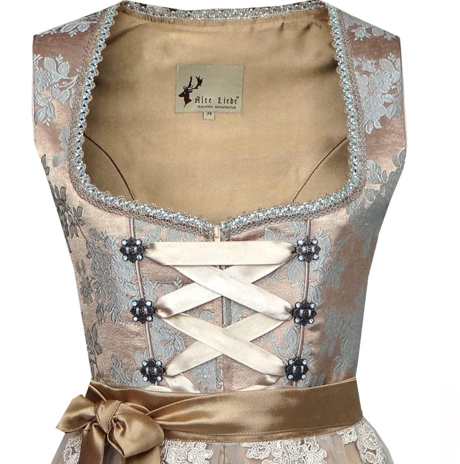 Alte Liebe 2tlg. Damen Dirndl A330, Gold, 34